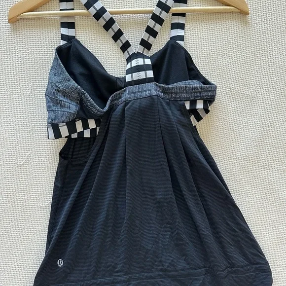 Lululemon Athletica Black Tank with Striped Straps - Picture 4 of 6